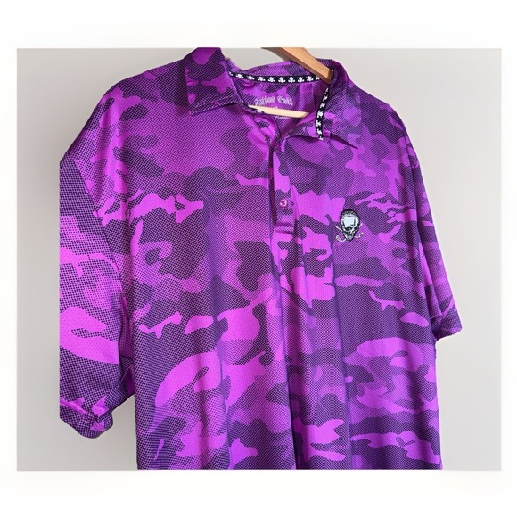 Tattoo Golf Other - Purple Camo Polo Shirt with Skull Logo - Men